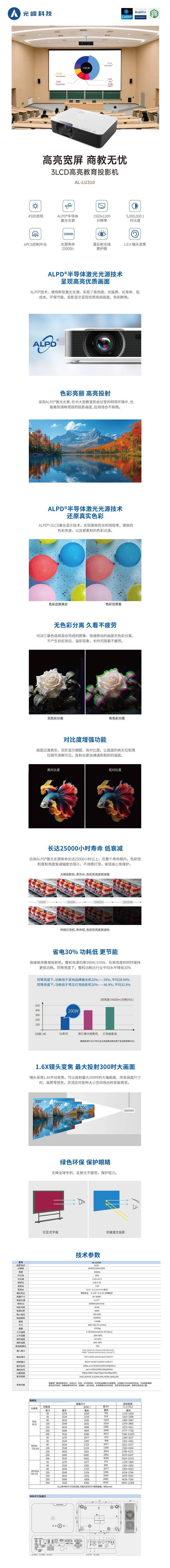 光峰AL-LU310 规格参数1