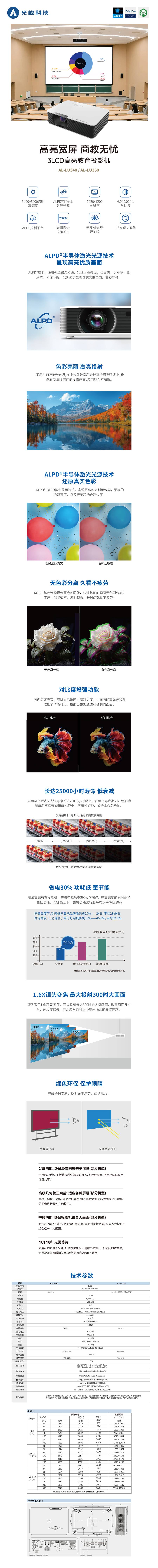 光峰AL-LU350 规格参数1
