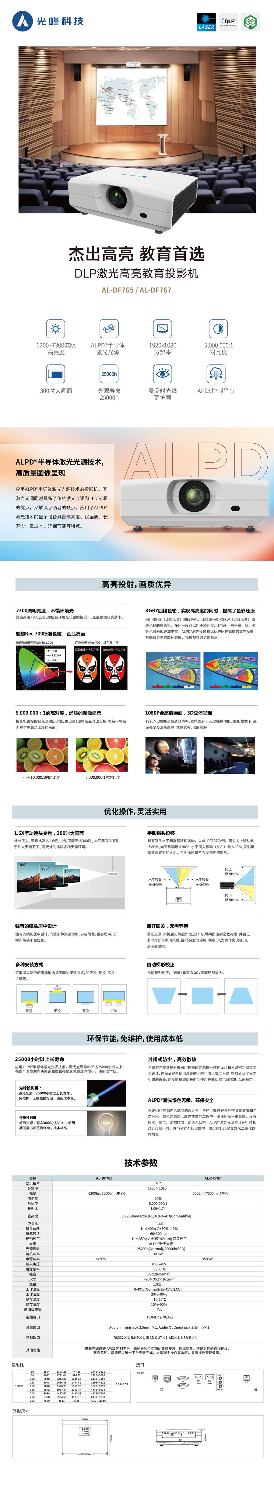 光峰AL-DF767 规格参数1