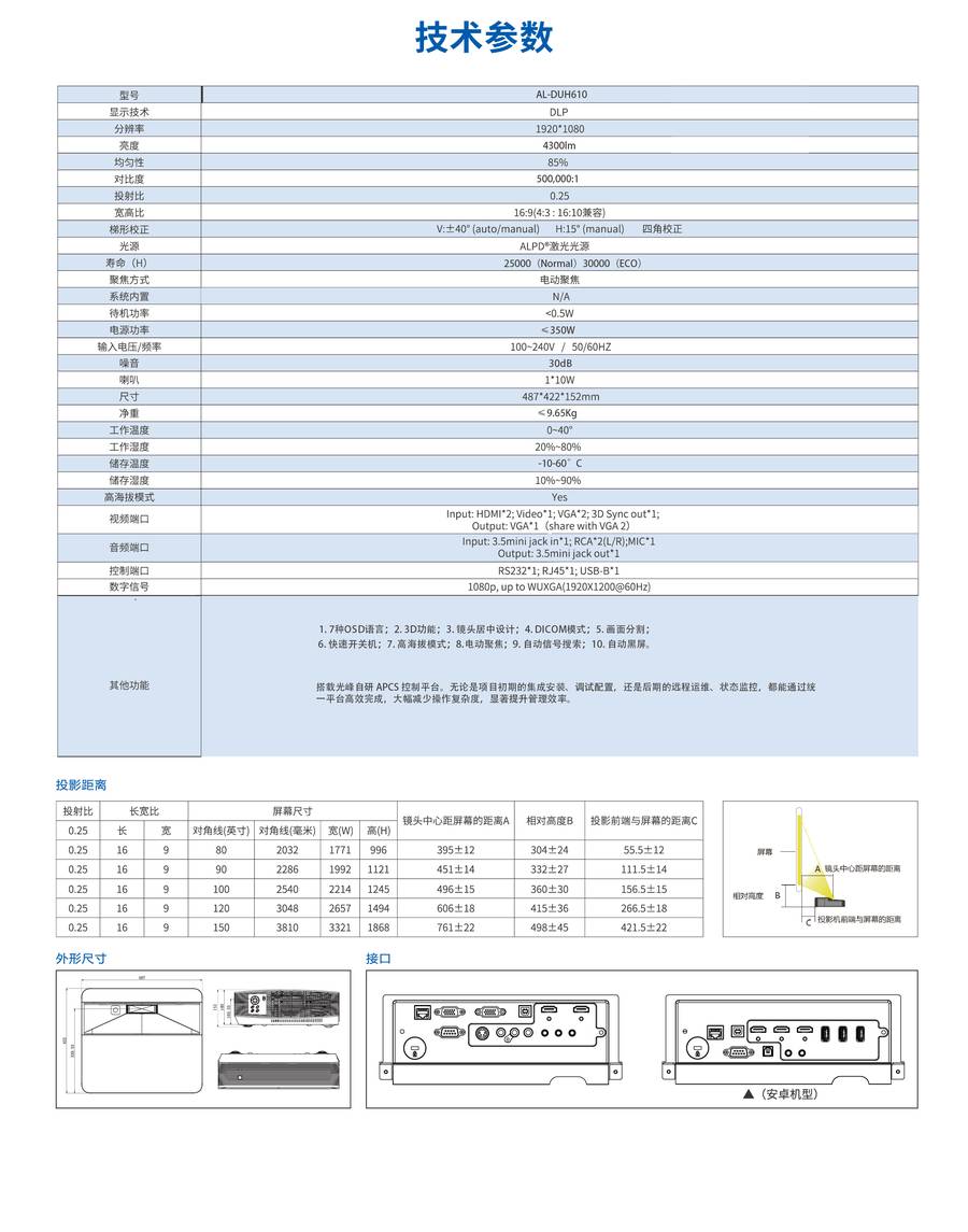 光峰AL-DUH610 规格参数3