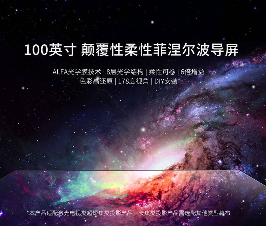 光峰FABULUS 100英寸柔性菲涅尔波导屏 规格参数1