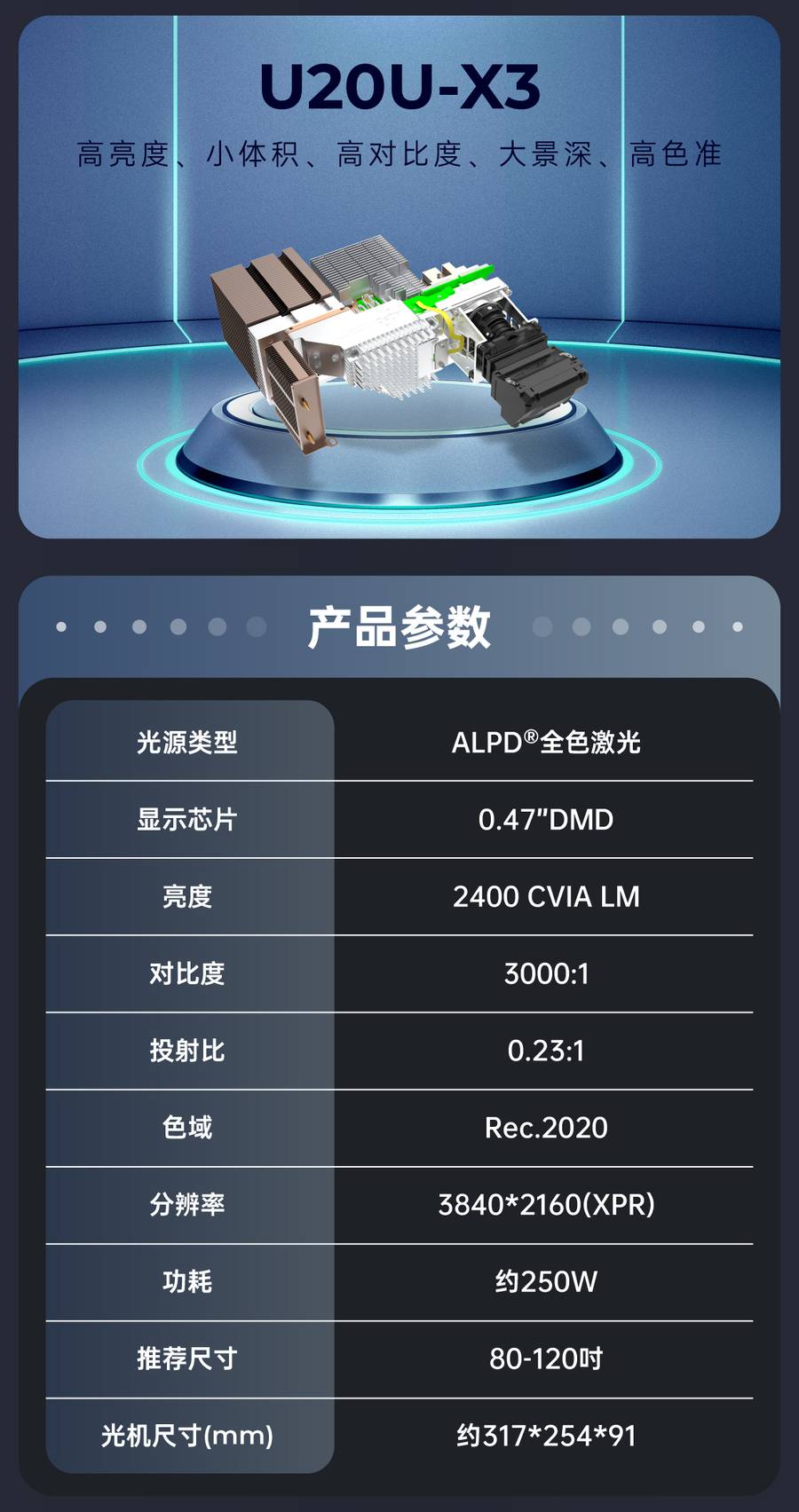 光峰激光电视光机 规格参数2