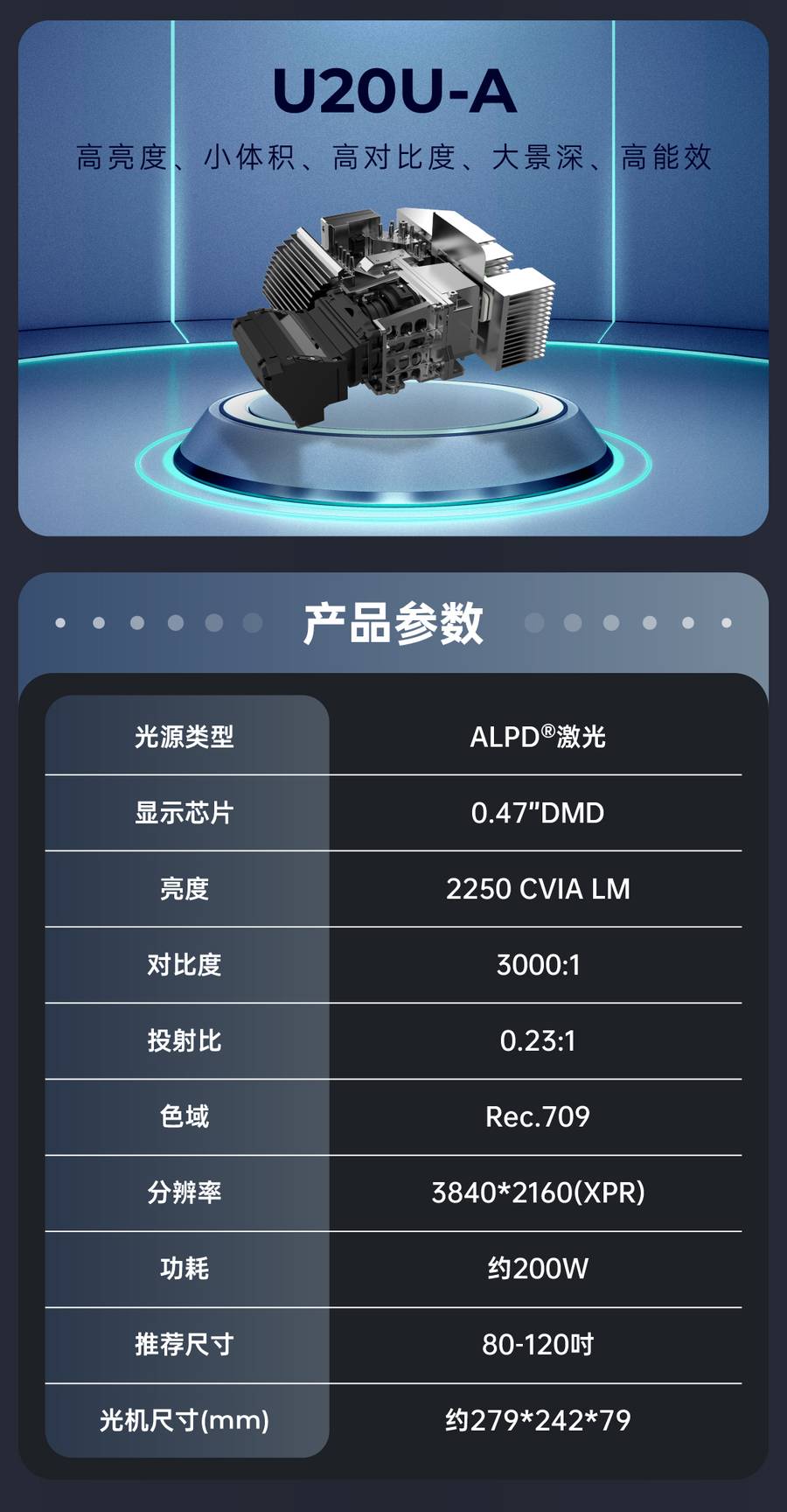 光峰激光电视光机 规格参数3