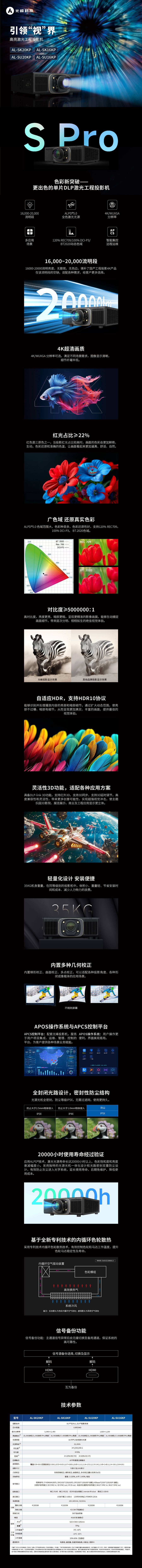 光峰AL-SU20KP 规格参数1