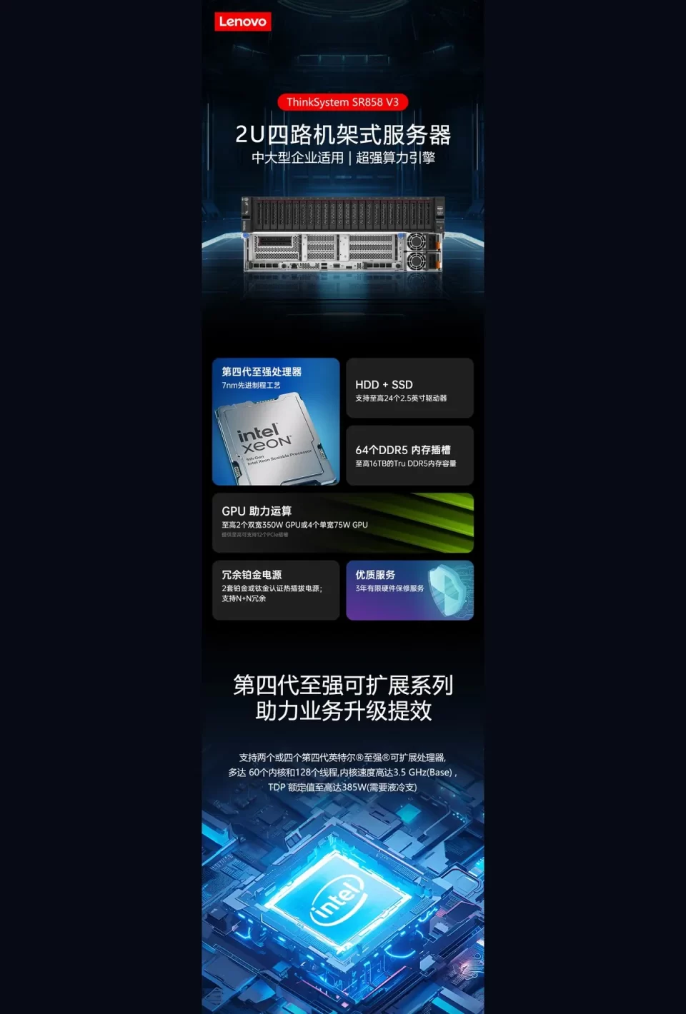 服务器 机架 SR858 V3 联想2U双路